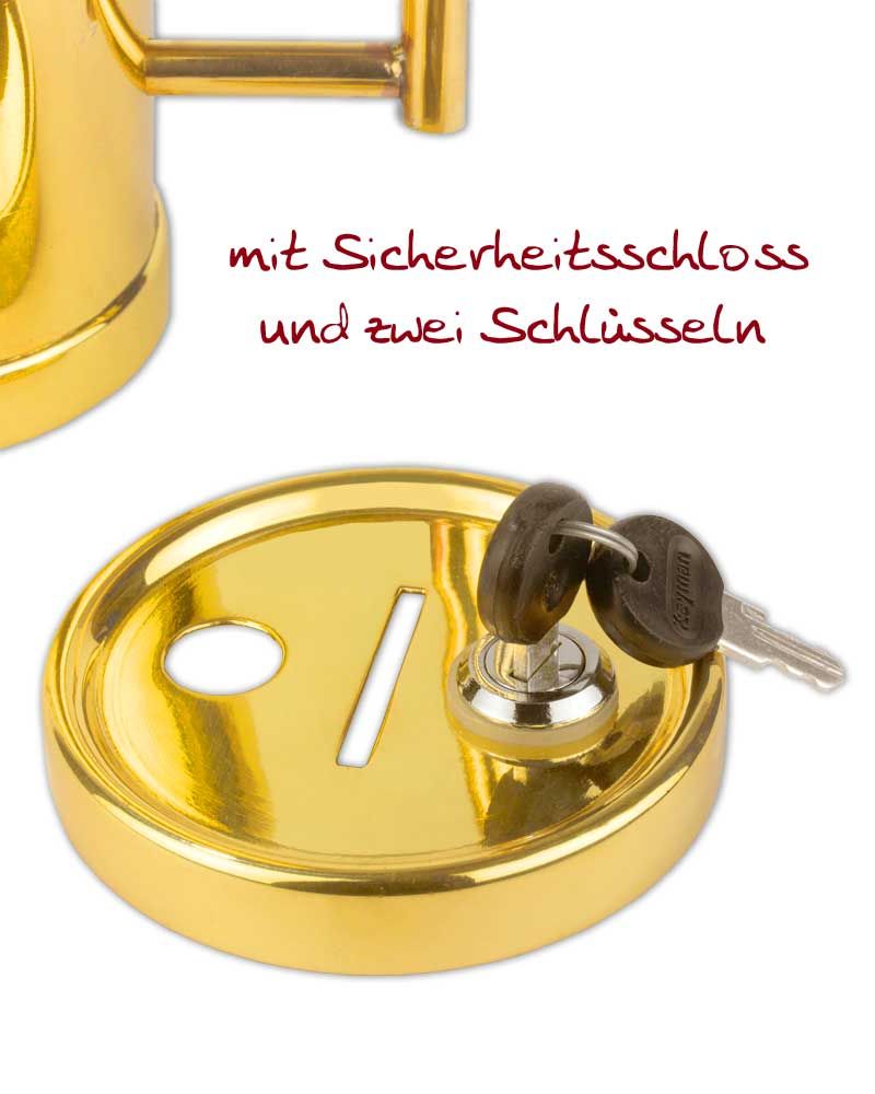 Opferbüchse mit Griff Messing poliert 14 cm hoch