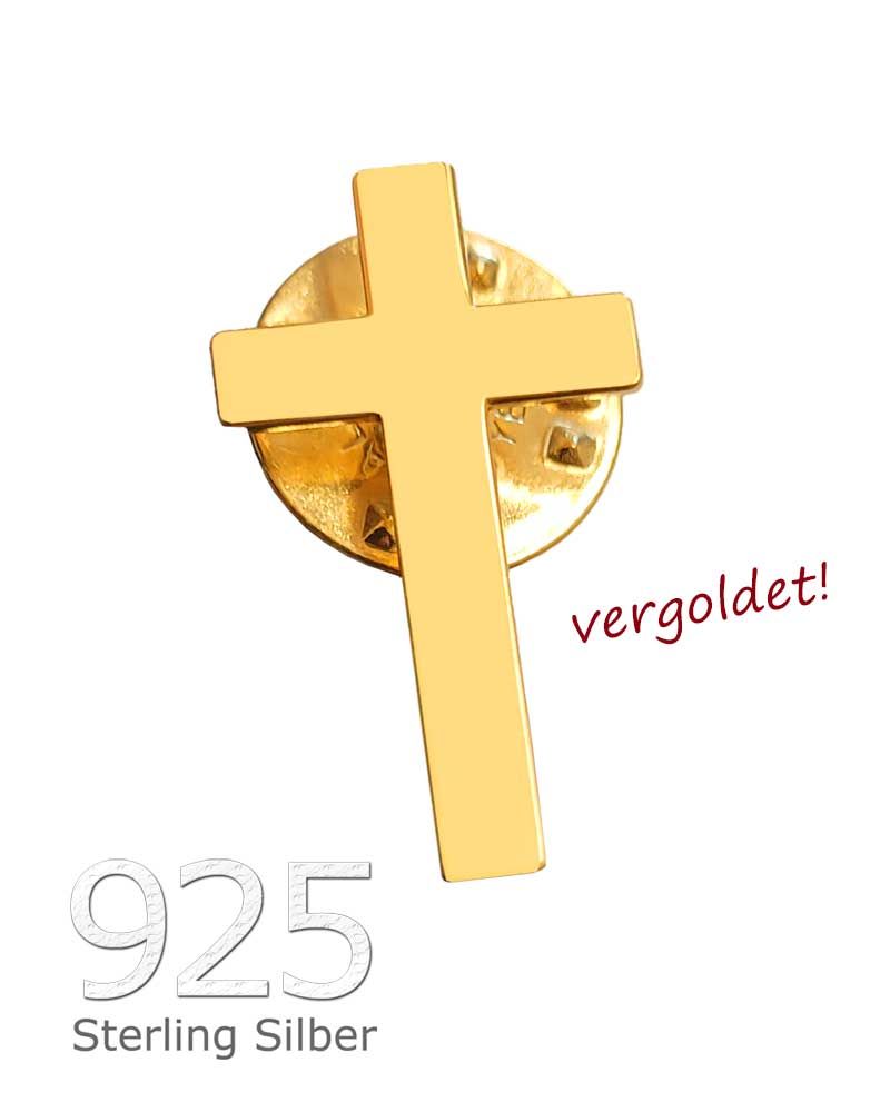 Ansteckkreuz für Priester Sterling Silber, vergoldet