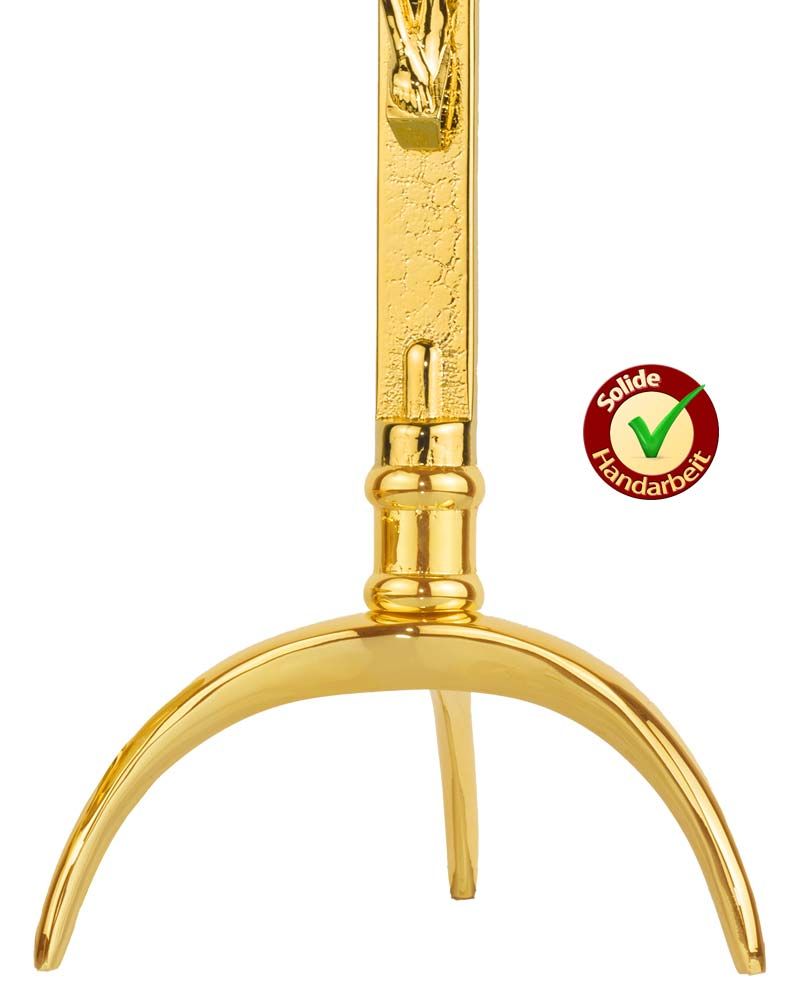 Altarkreuz 16 x 42 cm dreibeinig Messing poliert