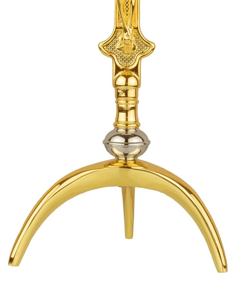 Altarkreuz 16 x 32 cm dreibeinig Messing poliert