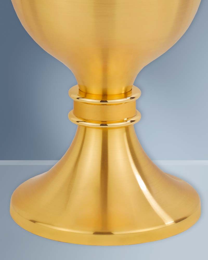 Kelch mit Nodus 16 cm hoch matt vergoldet mit Zierrand