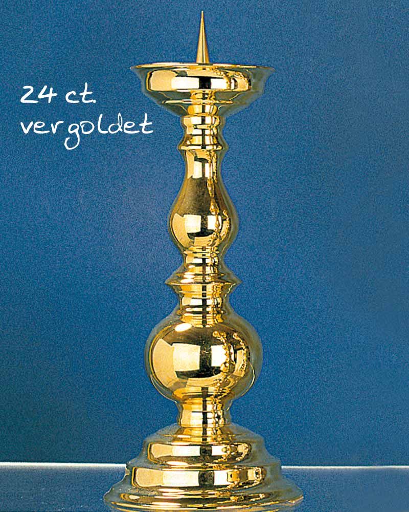 Standleuchter 25 cm hoch Messing 24 ct. vergoldet