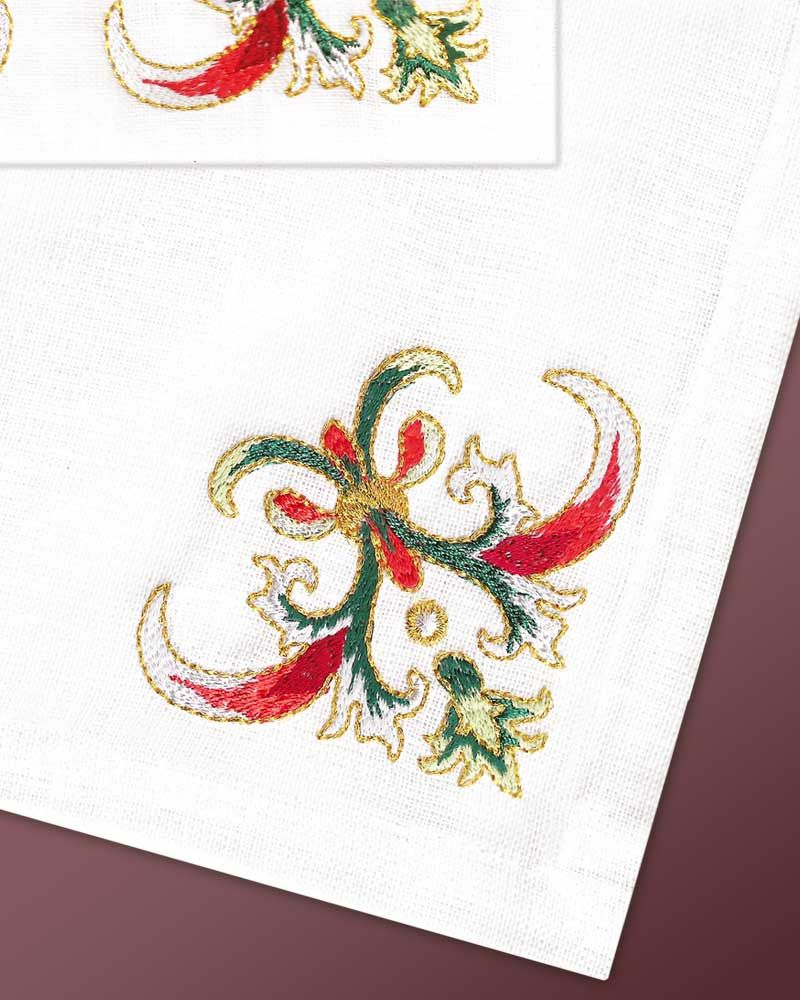 Kelchgarnitur 4-teilig, Goldstickerei BW und Leinen