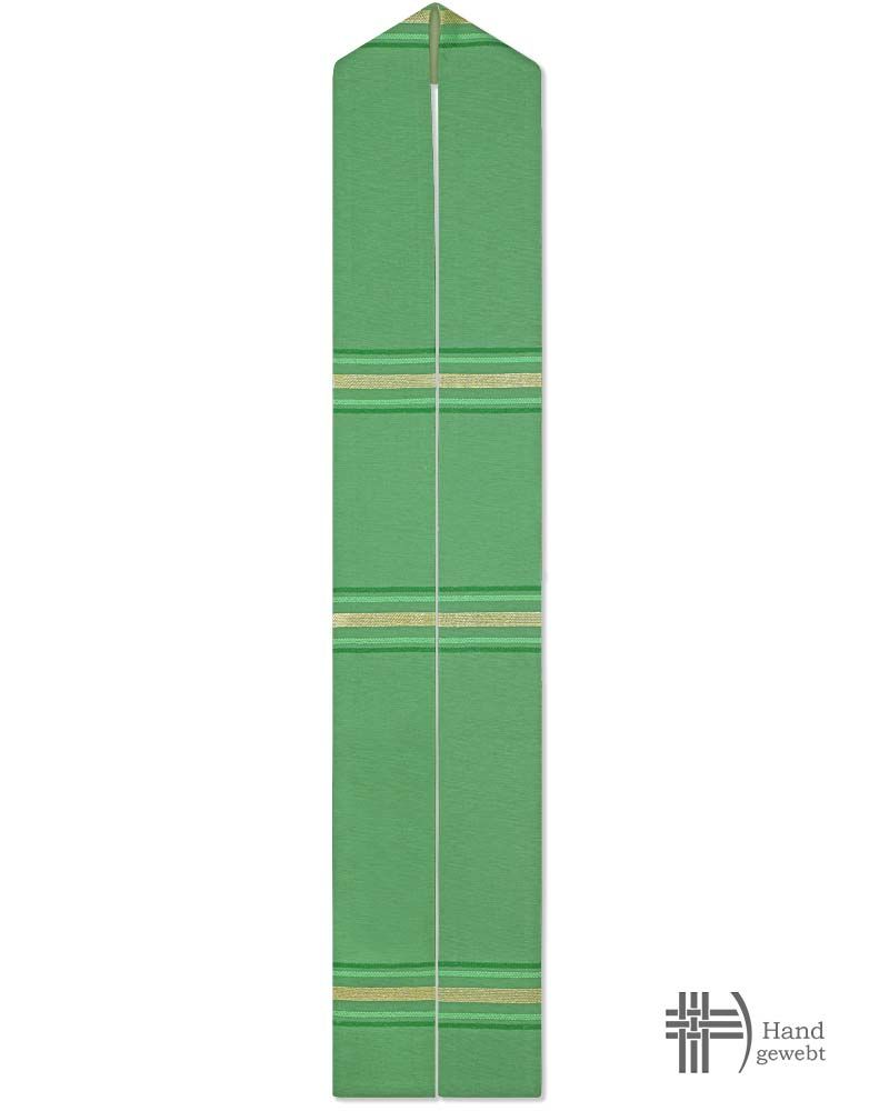 Priesterstola grün, Handwebstoff, Streifendesign 150 cm lang