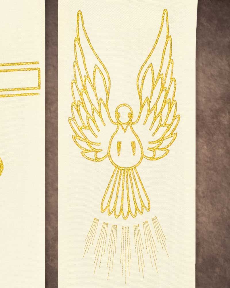 Hochzeitsstola weiß, mit gold gesticktem Kreuz und Trauringe