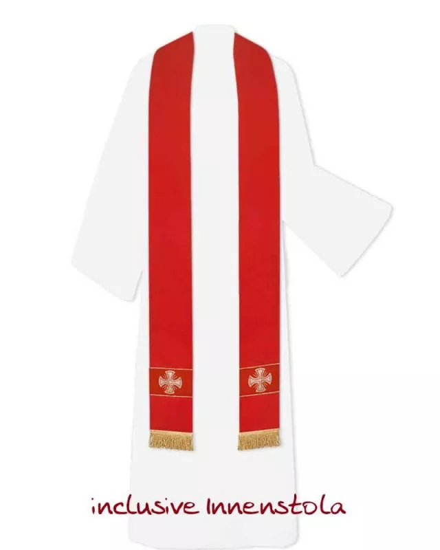 Nikolausmantel mit Stola rot Kreuzsymbol & Olivenzweig