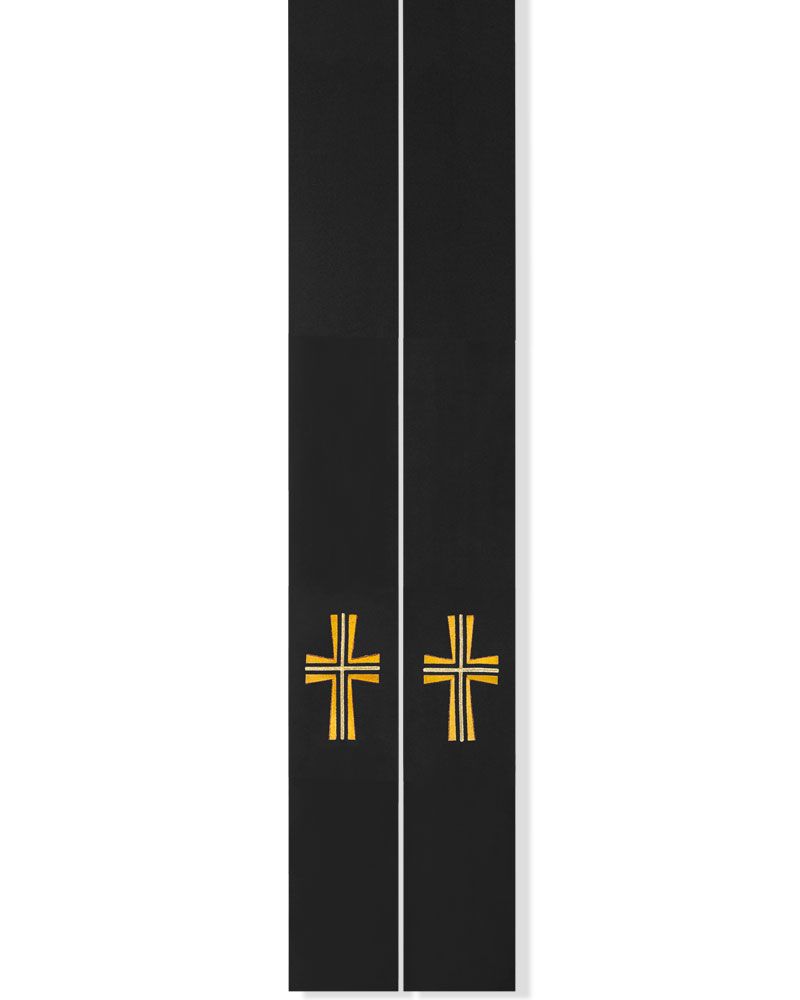 Priesterstola mit gestickter Kreuzsymbolik, schwarz