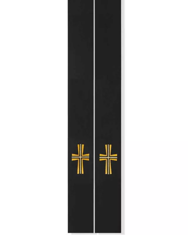 Priesterstola mit gestickter Kreuzsymbolik, schwarz