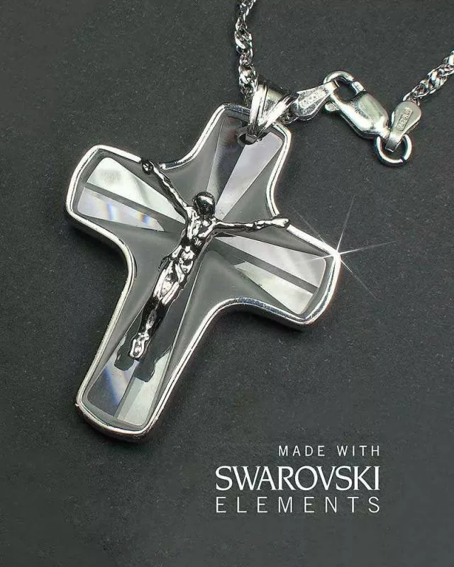 Halskette Kreuzanhänger Swarovski-Kristall Corpus
