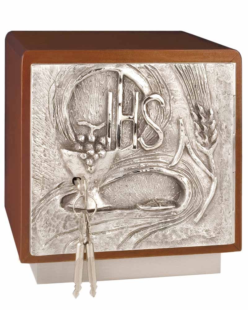 Tabernakel Türrelief IHS Holzkorpus 20x18x18 cm