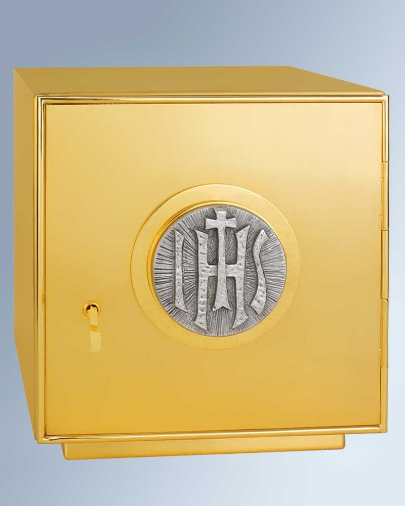 Tabernakel IHS mit Lununla 25 x 25 x 25 cm vergoldet