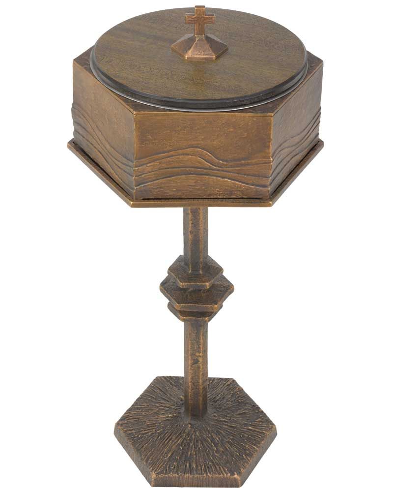Taufbecken aus Bronze auf Bronzesockel 88 cm hoch