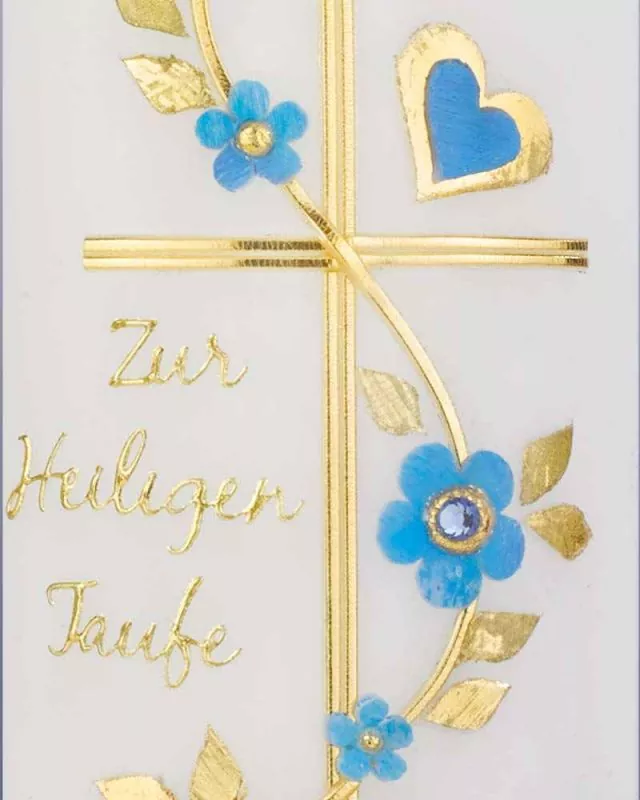 Taufkerze Foto Junge blau 265 x 60 mm personalisiert