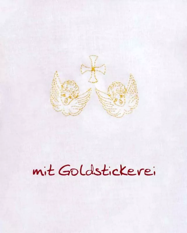 Taufkleidchen Baumwolle Engel goldgestickt 35 cm