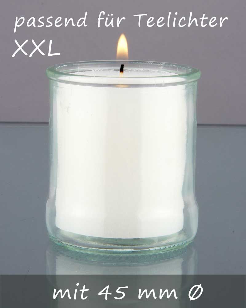 Glafey Teelichtglas XXL für Teelichter mit 36 Std.