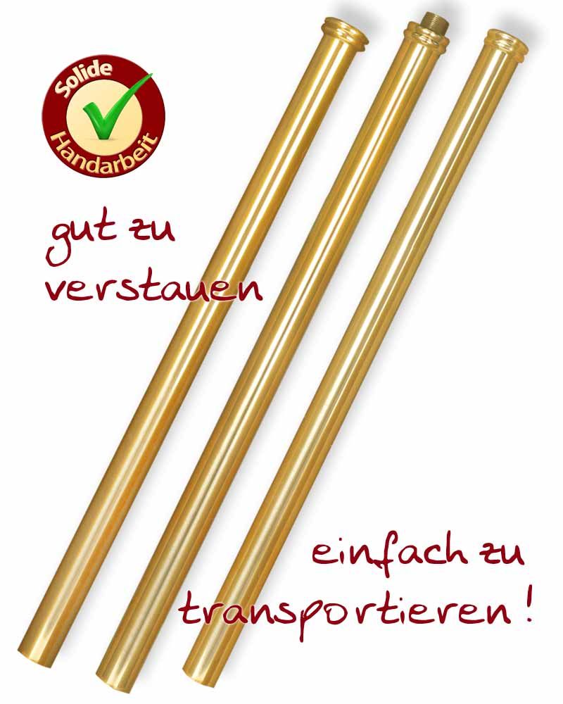 Messingstange poliert 3-teilig 170 cm lang, für Nikolausstab