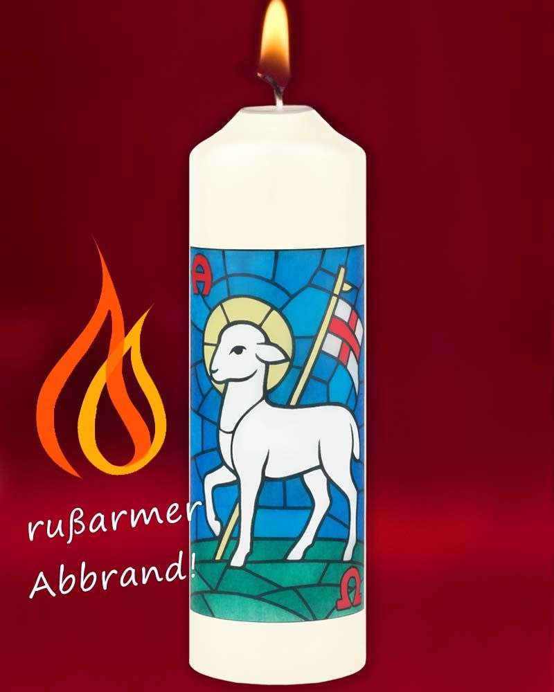 Osterkerze 165 x 50 mm, Lamm Gottes A+O