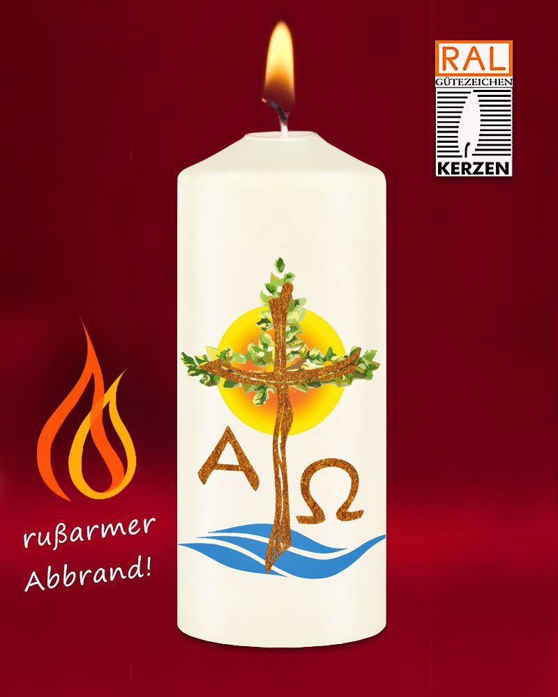 Osterkerze Tischkerze 120 x 60 mm Lebensbaum