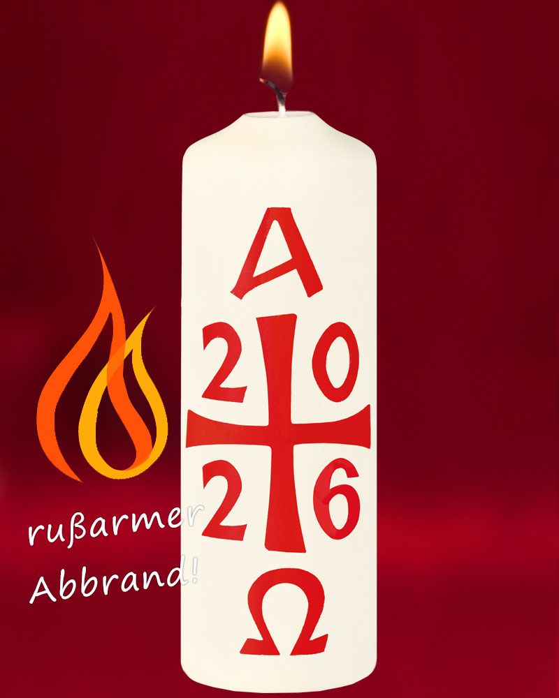 12 Osterkerzen 150 x 50 mm mit Kreuz & Jahreszahl RAL