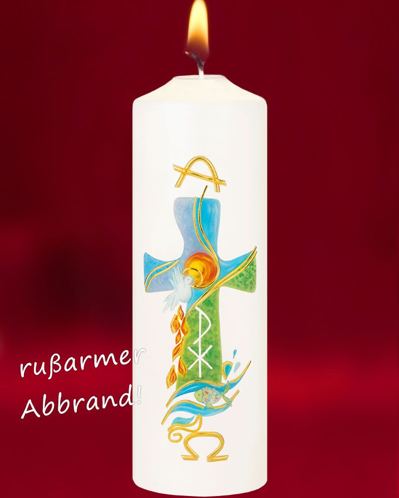 Osterkerze 225 x 70 mm "Schöpfung" Handarbeit