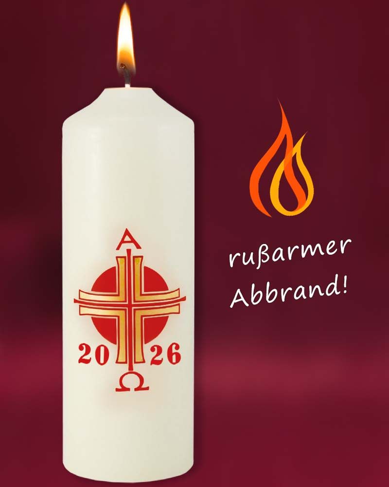 Osterkerze 180 x 60 mm A + O mit Jahreszahl