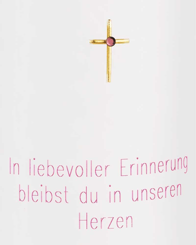 Gedenkkerze 200 x 70 mm mit Herz & Segensspruch