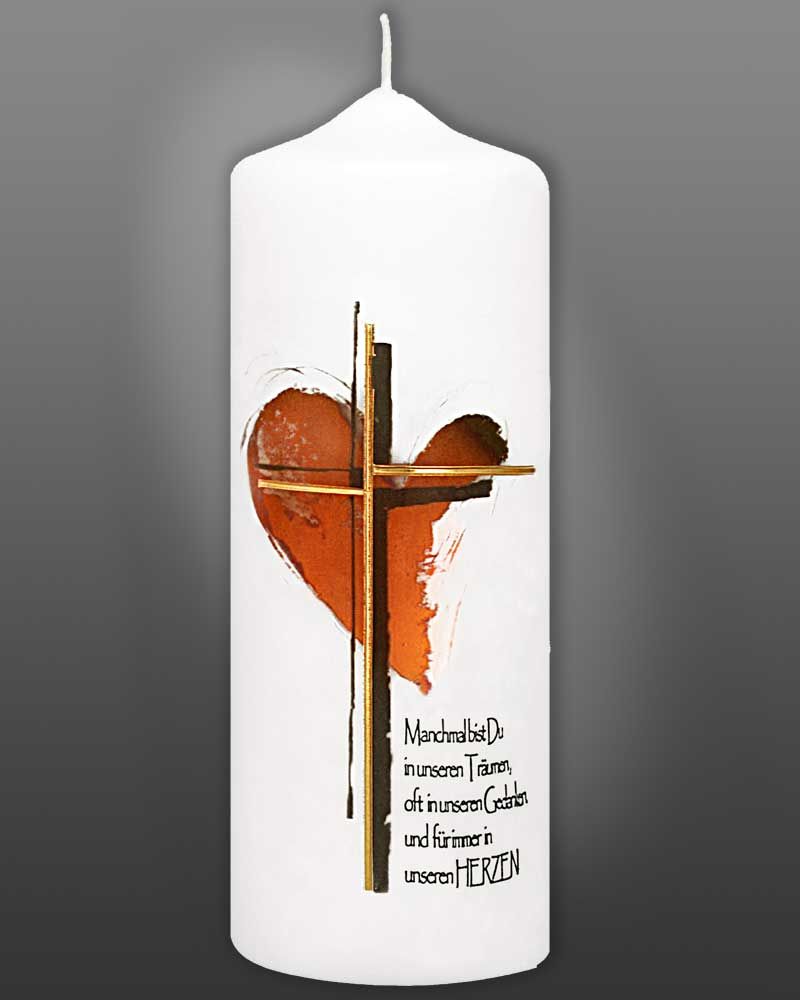 Trauerkerze 220 x 80 mm "Manchmal bist du in unseren Träumen"