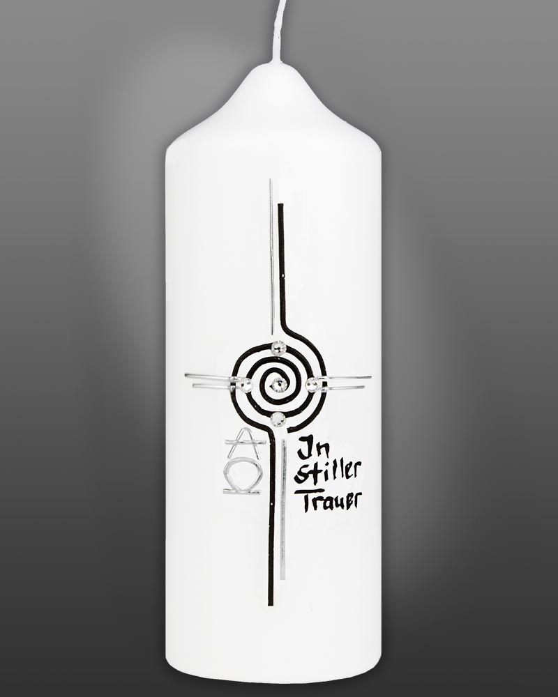 Trauerkerze 165 x 60 mm RAL Kreuz A + O mit Spirale