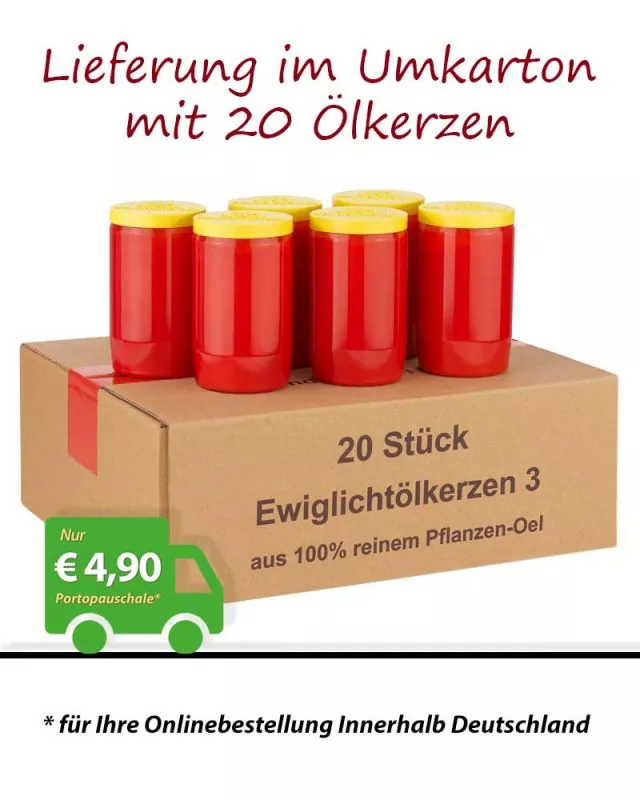 20 Grabkerzen rot 3 Tage Brenner 100% Pflanzenöl 20 Grabkerzen rot 3 Tage Brenner 100% Pflanzenöl