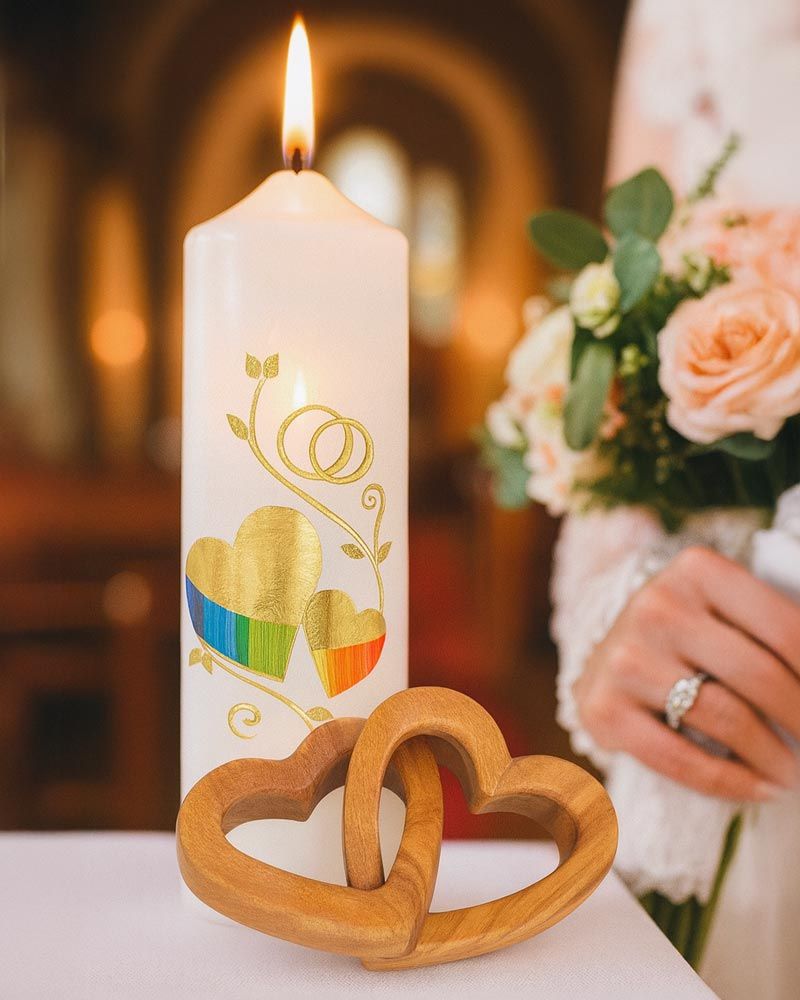 Herzen aus Olivenholz "Verbundene Herzen"