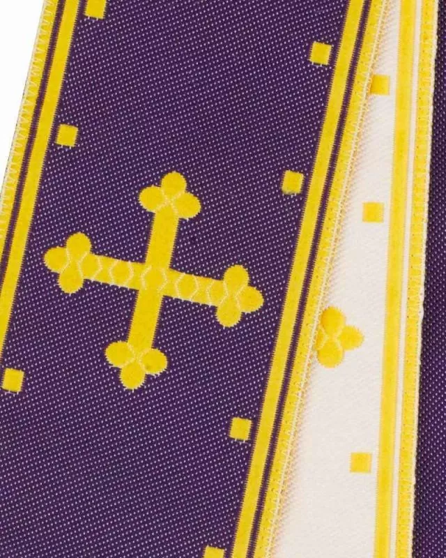 Versehstola violett & weiß 5 cm breit, mit Fransen