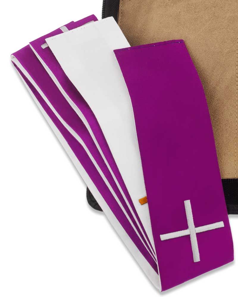 Versehstola, gesticktes Kreuz 5 cm breit weiß/violett