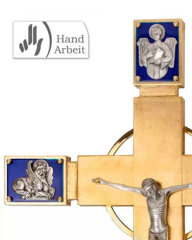 Vortragekreuz 56 x 41 cm Evangelisten Holz verg.