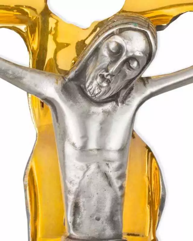 Vortragekreuz Messing versilbert und vergoldet