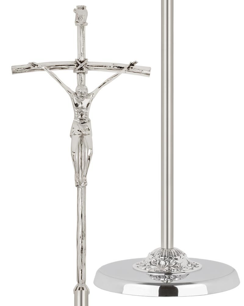 Vortragekreuz - Papstkreuz 50 x 24 cm versilbert glänzend