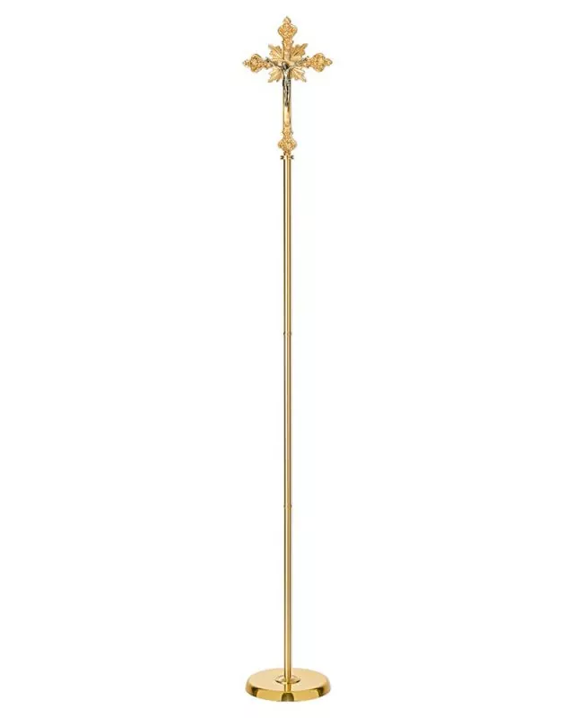 Vortragekreuz 28 x 43 cm vergoldet Korpus versilbert