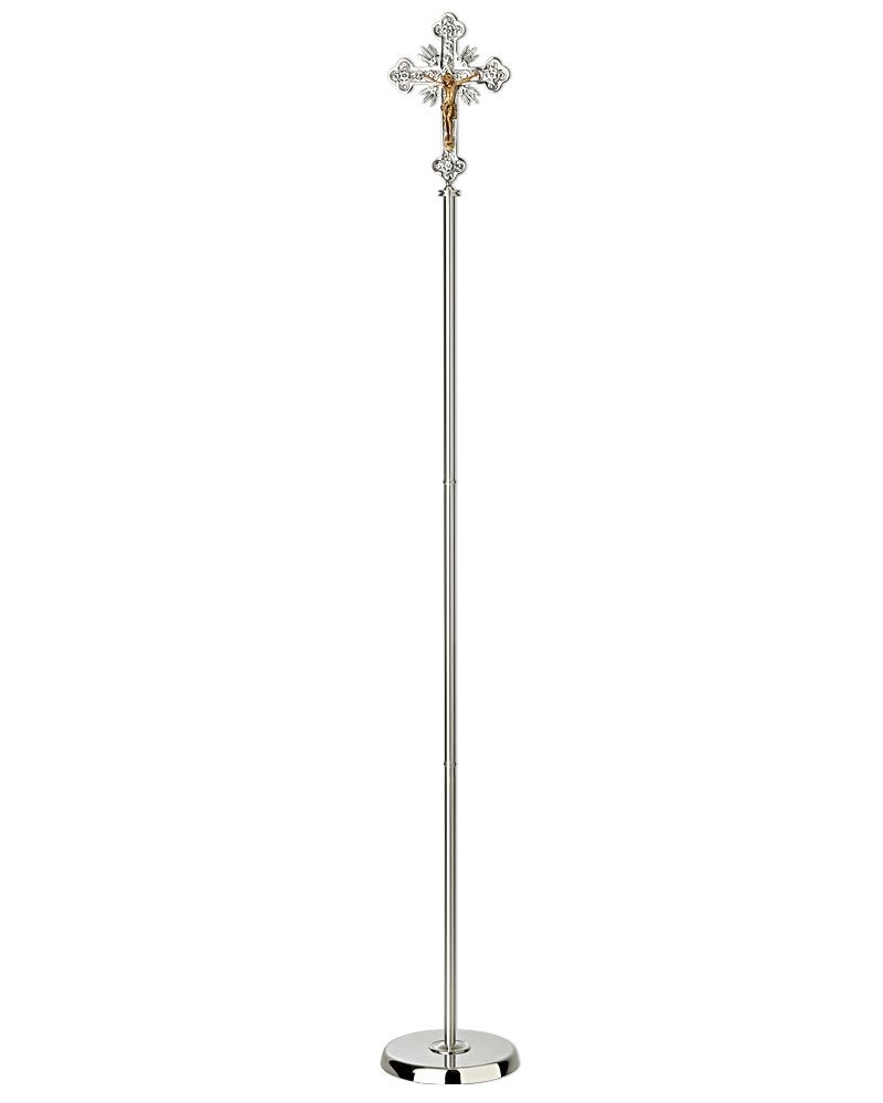 Vortragekreuz 23 x 34 cm barock versilbert, poliert