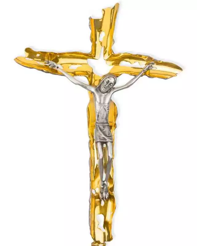 Vortragekreuz Messing versilbert und vergoldet