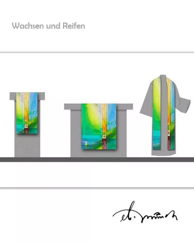 Pultbehang grün 70x40 cm Wachsen Reifen E. Münch