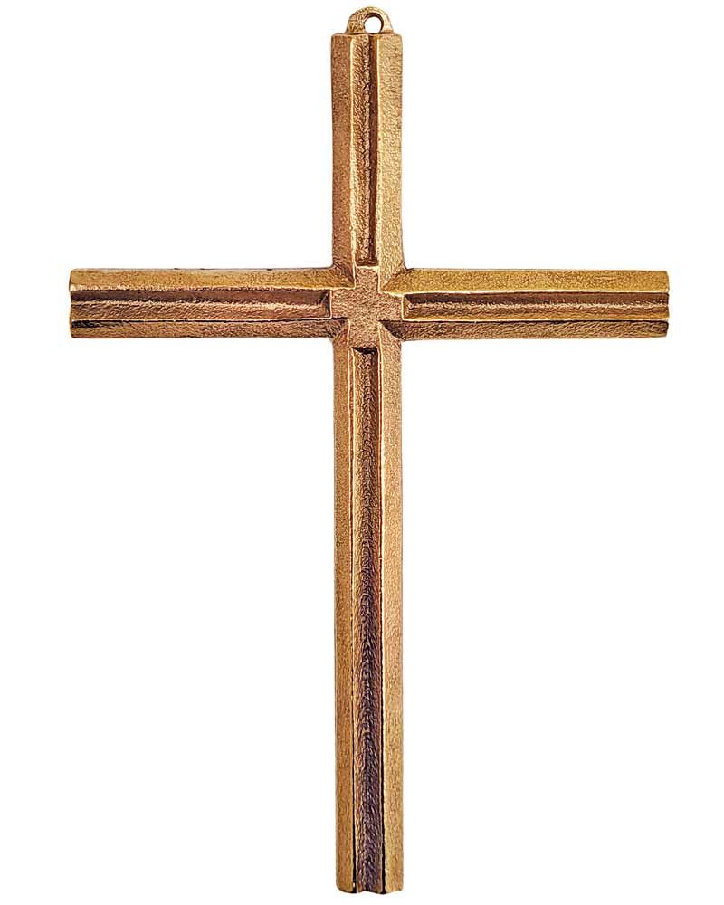 Bronzekreuz zum Aufhängen, Rillenprofil, 10 × 14 cm