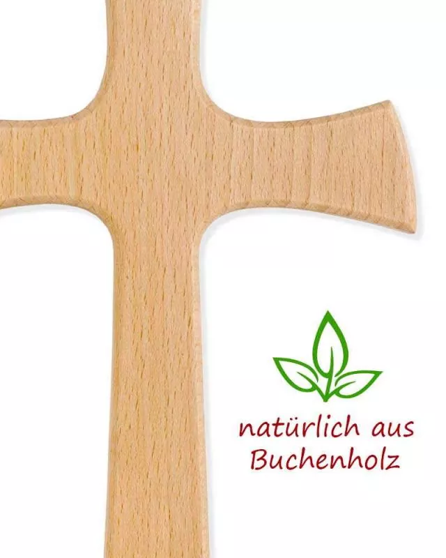 Wandkreuz 25 x 14 cm schlicht Buchenholz natur