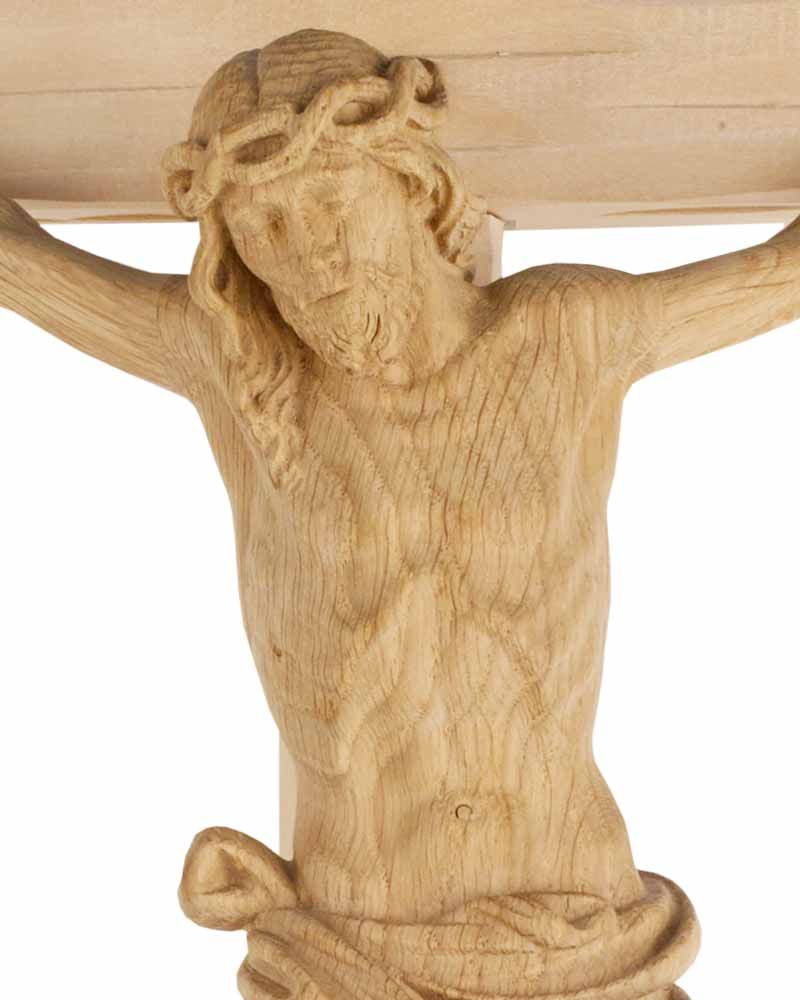 Wandkreuz Eichenholz natur 70 cm hoch Christus 32 cm