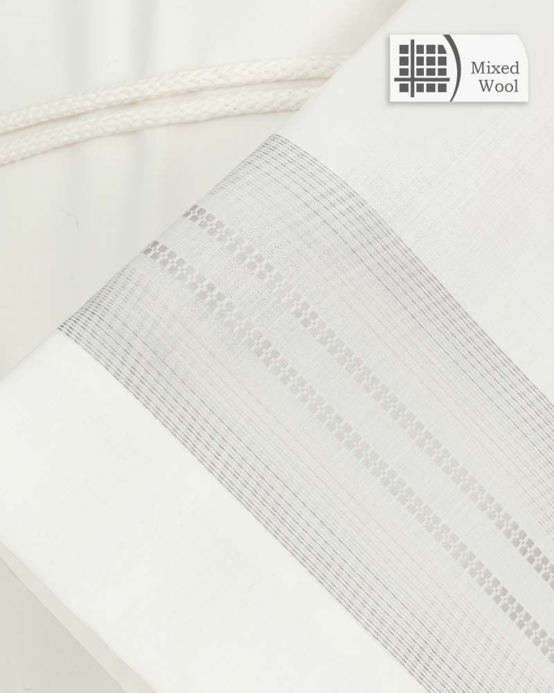 Priesteralbe 145 cm creme mit Webbordüre grau/beige