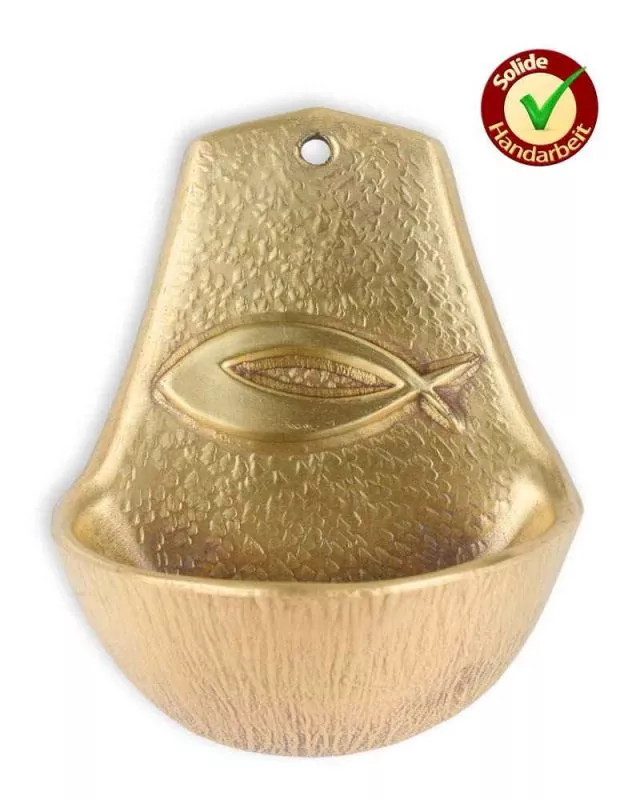 Weihwasserwandkessel mit Fischsymbol 8,5 x7 cm
