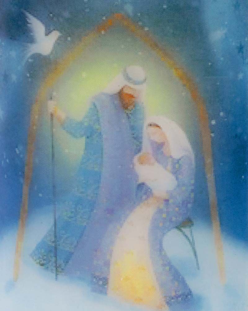 Weihnachtskerze Hl. Familie 150 x 60 cm blau