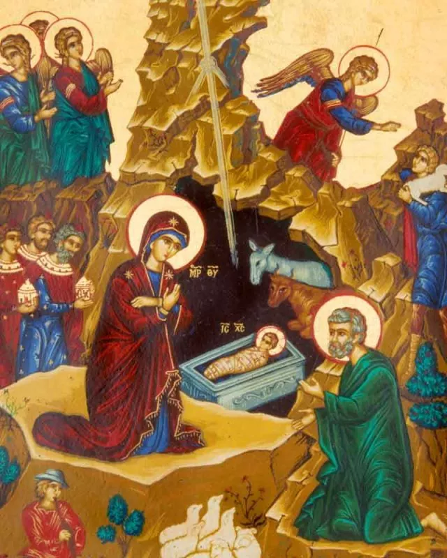 Ikone Christi Geburt Siebdruck 18 x 23 cm
