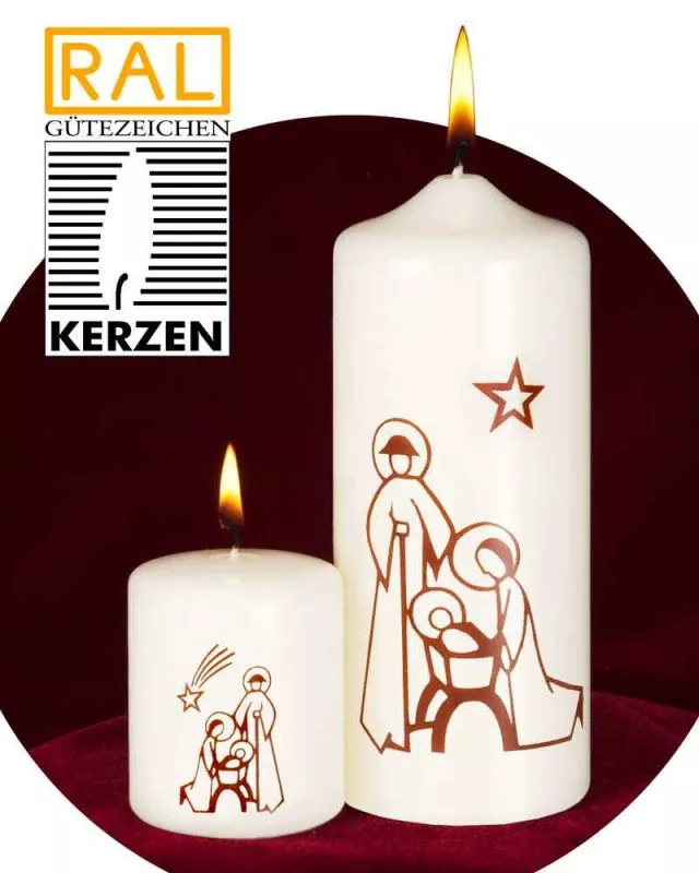 12 Weihnachtskerzen Druck Hl. Familie 150 x 60 mm