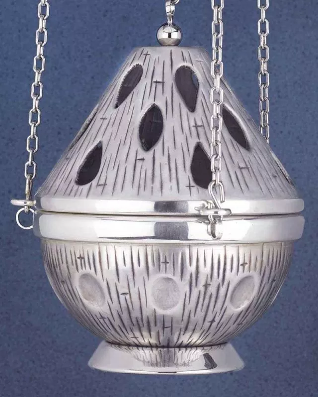 Rauchfass 17 cm versilbert mit Weihrauchschiffchen