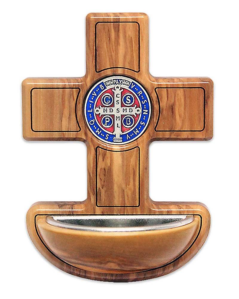 Weihwasser-Wandkessel aus Olivenholz 9 x 13 cm