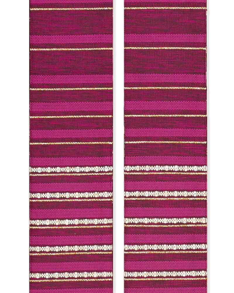 Wendestola weiß & violett Handwebe gestreift 160cm